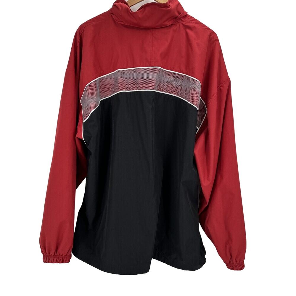 Vintage Reebok Jacket Mens XL Red Black Full Zip Windbreaker Hidden Hood - Picture 3 of 9
